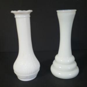 Vintage Set Of 2 Randall Milk Glass Boudoir Vases